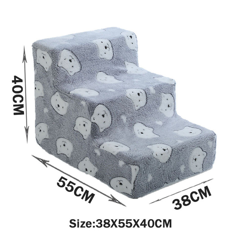 Bone-shaped pet stairs/ramp for dogs (placed beside sofa/bed) to protect joint safety, especially suitable for elderly dogs.