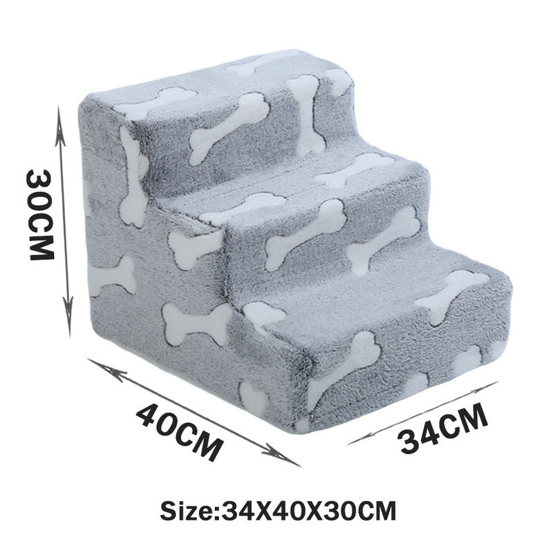 Bone-shaped pet stairs/ramp for dogs (placed beside sofa/bed) to protect joint safety, especially suitable for elderly dogs.