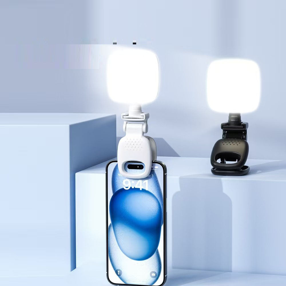 Luz de relleno de belleza en vivo, luz de bolsillo portátil, versión de carga, luz para selfies, mini luz de relleno para teléfono con clip