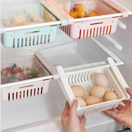 Divisor retráctil para refrigerador, organizador, estante de almacenamiento para el hogar, caja de clasificación extraíble, marco divisor para refrigerador