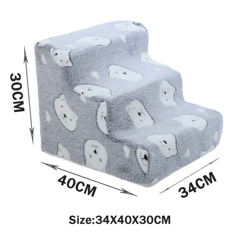 Bone-shaped pet stairs/ramp for dogs (placed beside sofa/bed) to protect joint safety, especially suitable for elderly dogs.