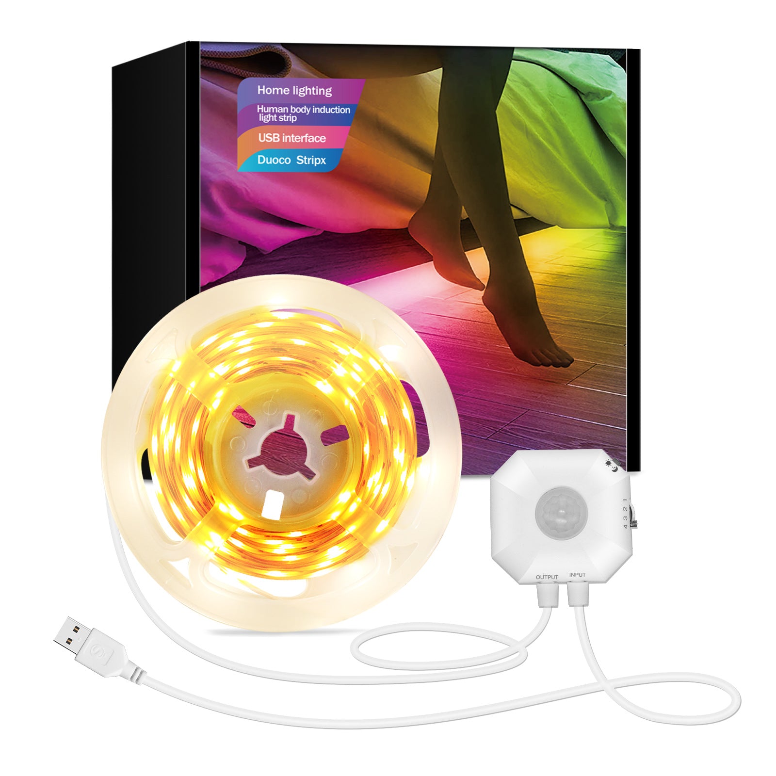Colourful Bluetooth App Human Body Sensing Bedside Lamp with USB 5V 5050 Bedroom Induction