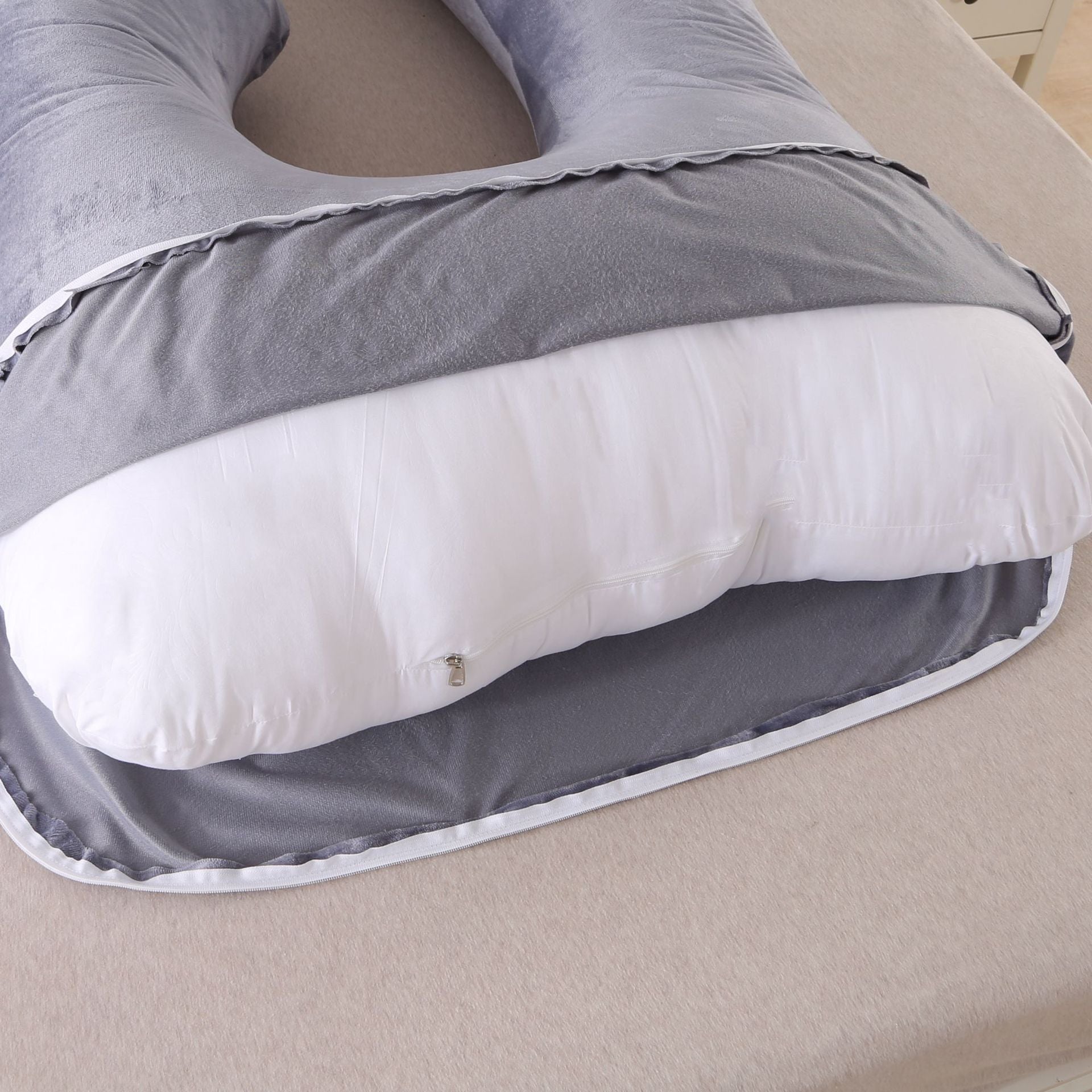 Pregnant women's detachable crystal velvet G-type side lying waist protection pillow