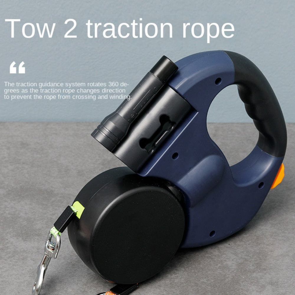 One to two dog leash medium-sized and small dog teddy 2-in-1 dual head automatic retractable dog leash