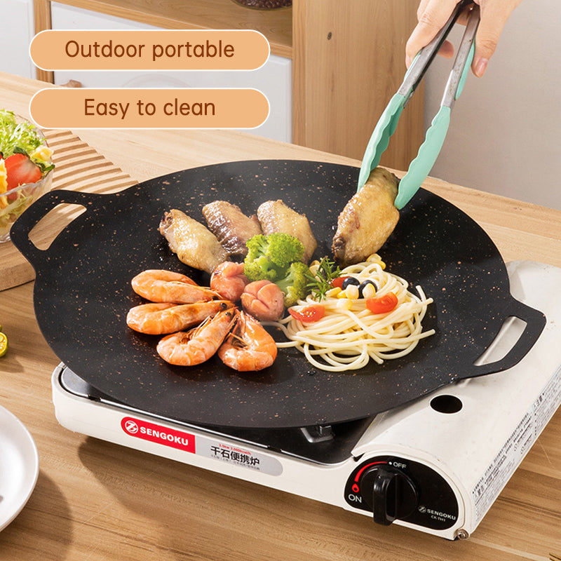 Outdoor Domestic Barbecue Pan Korean Style Round Portable General Purpose Pan Iron Plate Barbecue Pan