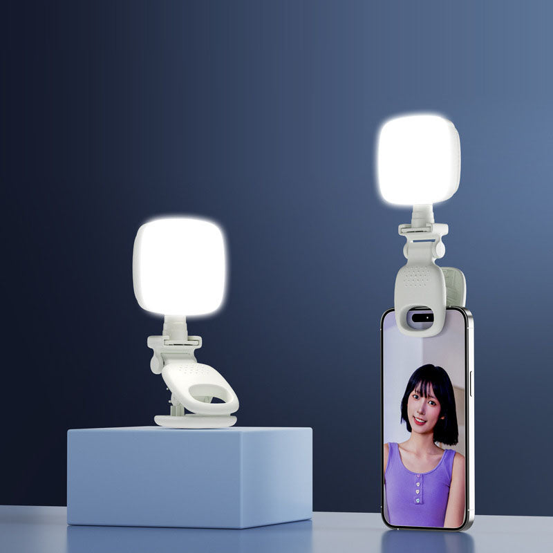 Luz de relleno de belleza en vivo, luz de bolsillo portátil, versión de carga, luz para selfies, mini luz de relleno para teléfono con clip