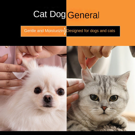 Toallitas húmedas para mascotas (130 hojas/caja) para perros y gatos, toallitas universales para ojos de gato y limpieza de oídos para perros.