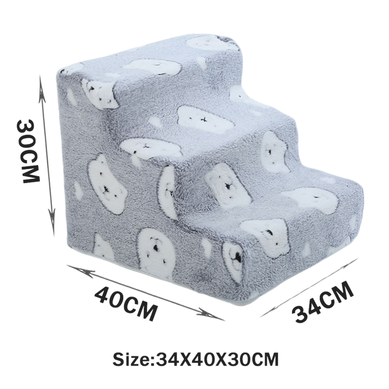 Bone-shaped pet stairs/ramp for dogs (placed beside sofa/bed) to protect joint safety, especially suitable for elderly dogs.